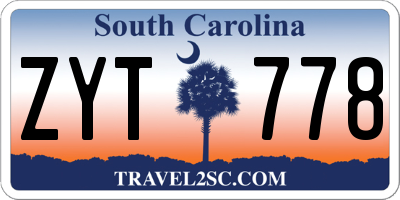 SC license plate ZYT778