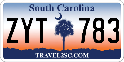 SC license plate ZYT783