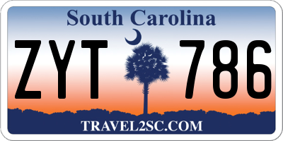 SC license plate ZYT786