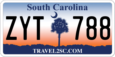 SC license plate ZYT788