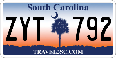 SC license plate ZYT792