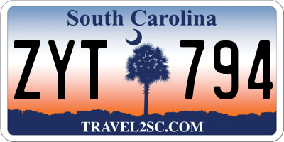 SC license plate ZYT794