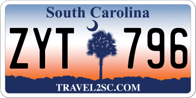 SC license plate ZYT796