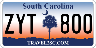 SC license plate ZYT800