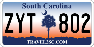 SC license plate ZYT802