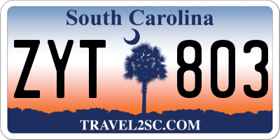 SC license plate ZYT803