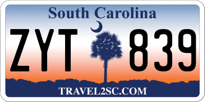 SC license plate ZYT839