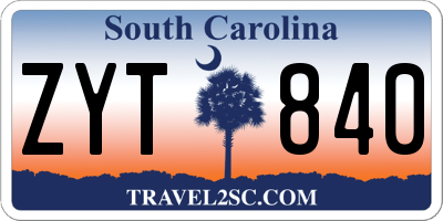 SC license plate ZYT840