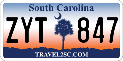 SC license plate ZYT847