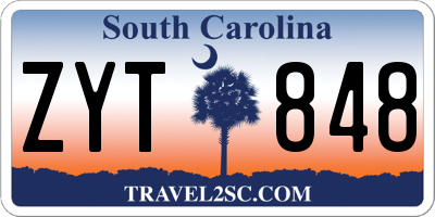 SC license plate ZYT848