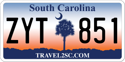 SC license plate ZYT851