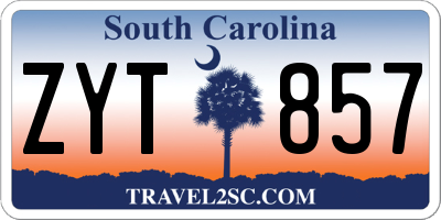 SC license plate ZYT857