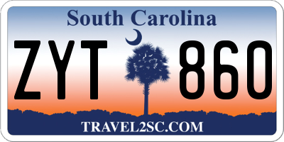 SC license plate ZYT860