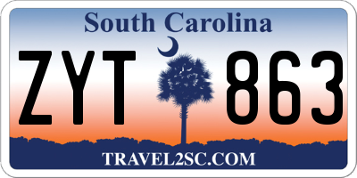 SC license plate ZYT863