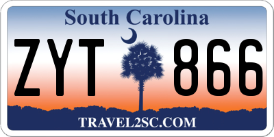 SC license plate ZYT866