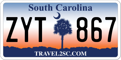 SC license plate ZYT867