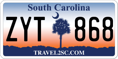 SC license plate ZYT868