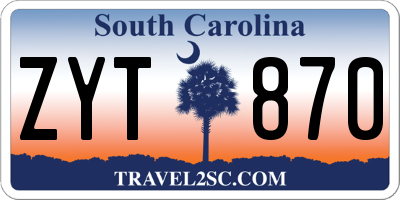 SC license plate ZYT870