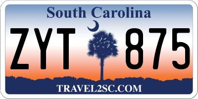 SC license plate ZYT875