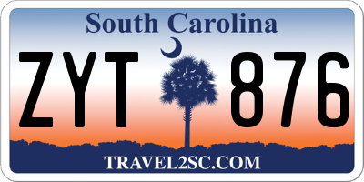 SC license plate ZYT876