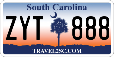SC license plate ZYT888