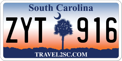 SC license plate ZYT916