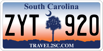 SC license plate ZYT920