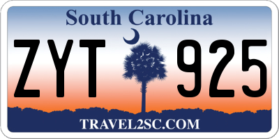 SC license plate ZYT925