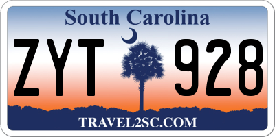 SC license plate ZYT928