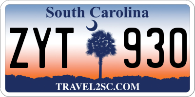 SC license plate ZYT930