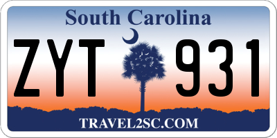 SC license plate ZYT931