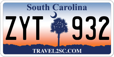 SC license plate ZYT932