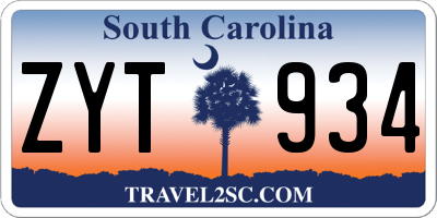 SC license plate ZYT934