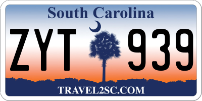 SC license plate ZYT939