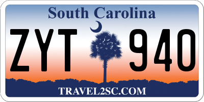 SC license plate ZYT940