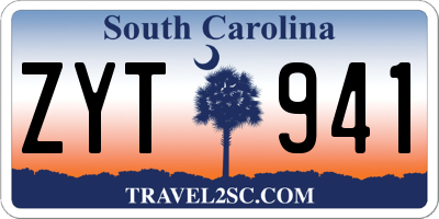 SC license plate ZYT941
