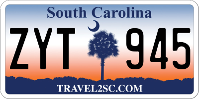 SC license plate ZYT945