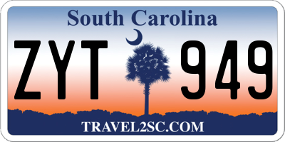 SC license plate ZYT949