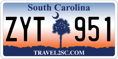 SC license plate ZYT951