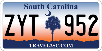 SC license plate ZYT952