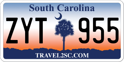 SC license plate ZYT955