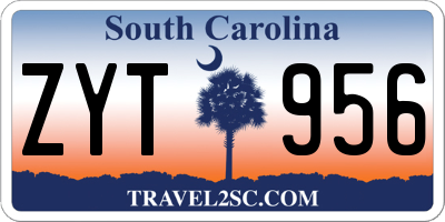 SC license plate ZYT956