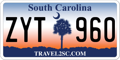 SC license plate ZYT960