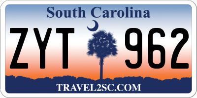 SC license plate ZYT962