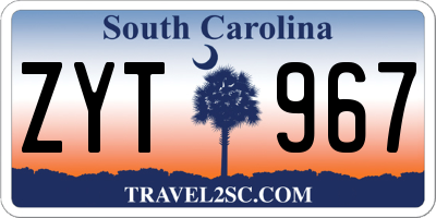 SC license plate ZYT967