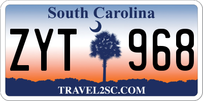 SC license plate ZYT968