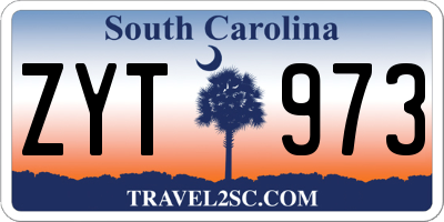 SC license plate ZYT973
