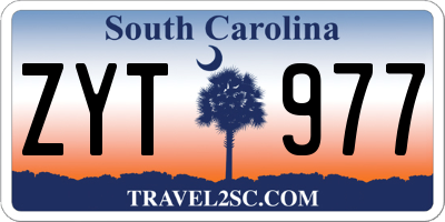 SC license plate ZYT977