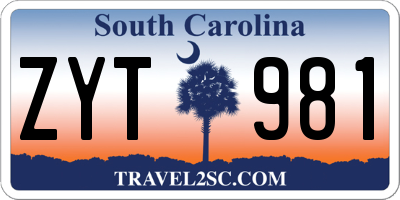SC license plate ZYT981