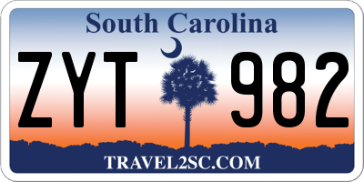 SC license plate ZYT982